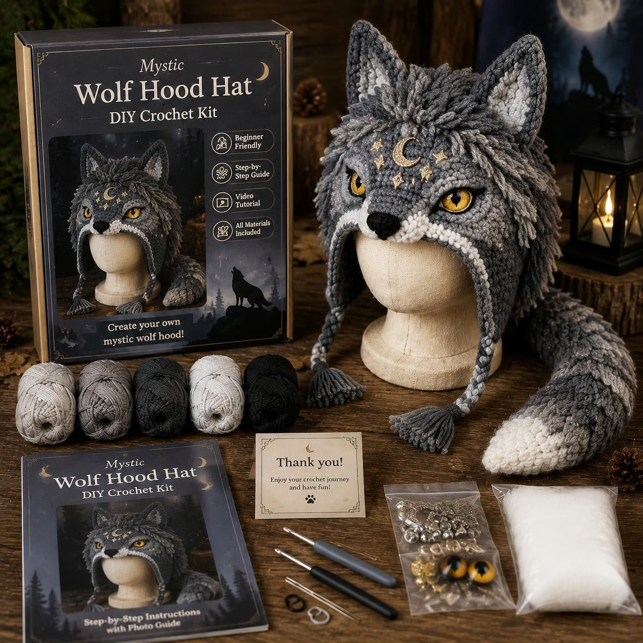 🔥LAST DAY 50% OFF - 🧵Fantasy Hood Hat DIY Crochet Kit – Create Your Own Magical Wearable Character Hat🎁Beginner Friendly