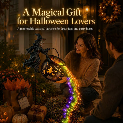 🎃🧙‍♀️ Halloween Witch Cauldron Projection Garden Light – Magical Outdoor Yard Decor