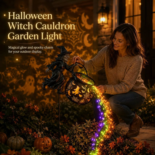 🎃🧙‍♀️ Halloween Witch Cauldron Projection Garden Light – Magical Outdoor Yard Decor