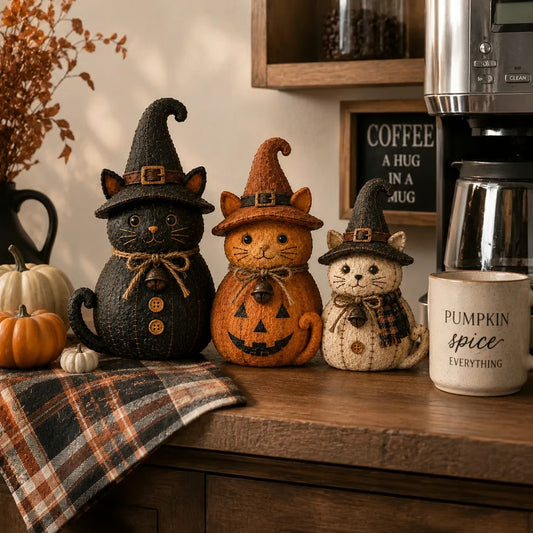 Vintage Witch Cat & Dog Decor Set
