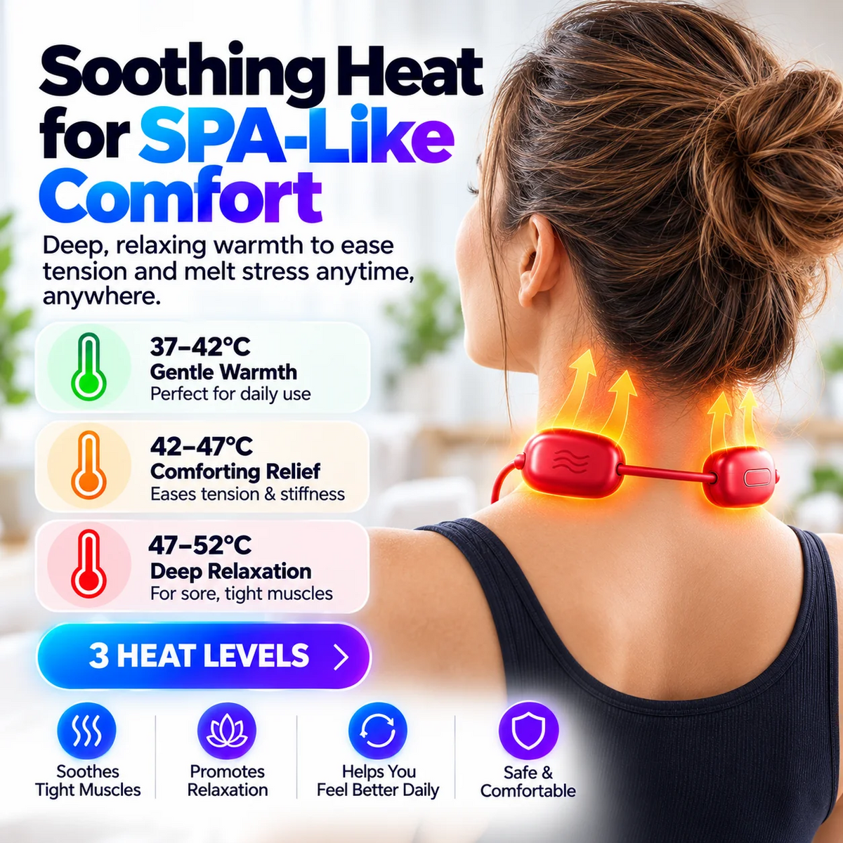 🔥Mini Necklace-Style Neck Massager - 4 Modes, 9 Intensity Levels, 3 Heat Settings, Smart Dual-Pulse Pendant Design