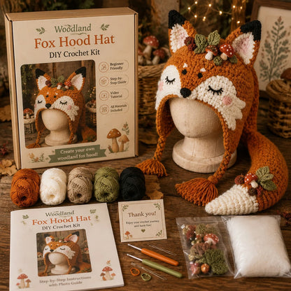 🔥LAST DAY 50% OFF - 🧵Fantasy Hood Hat DIY Crochet Kit – Create Your Own Magical Wearable Character Hat🎁Beginner Friendly