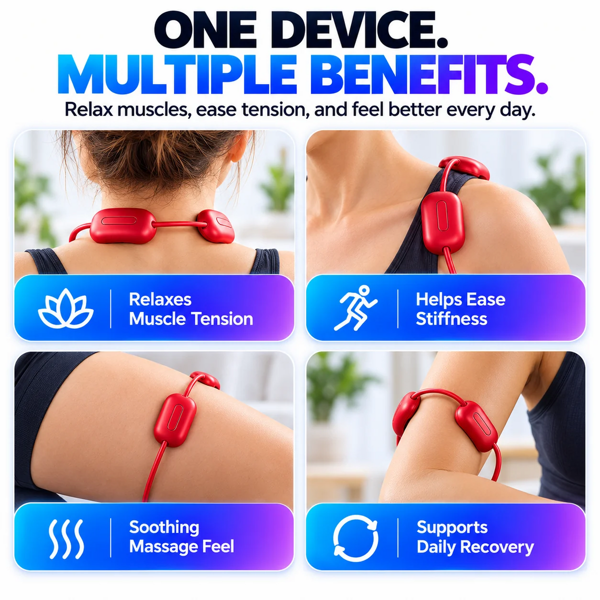 🔥Mini Necklace-Style Neck Massager - 4 Modes, 9 Intensity Levels, 3 Heat Settings, Smart Dual-Pulse Pendant Design