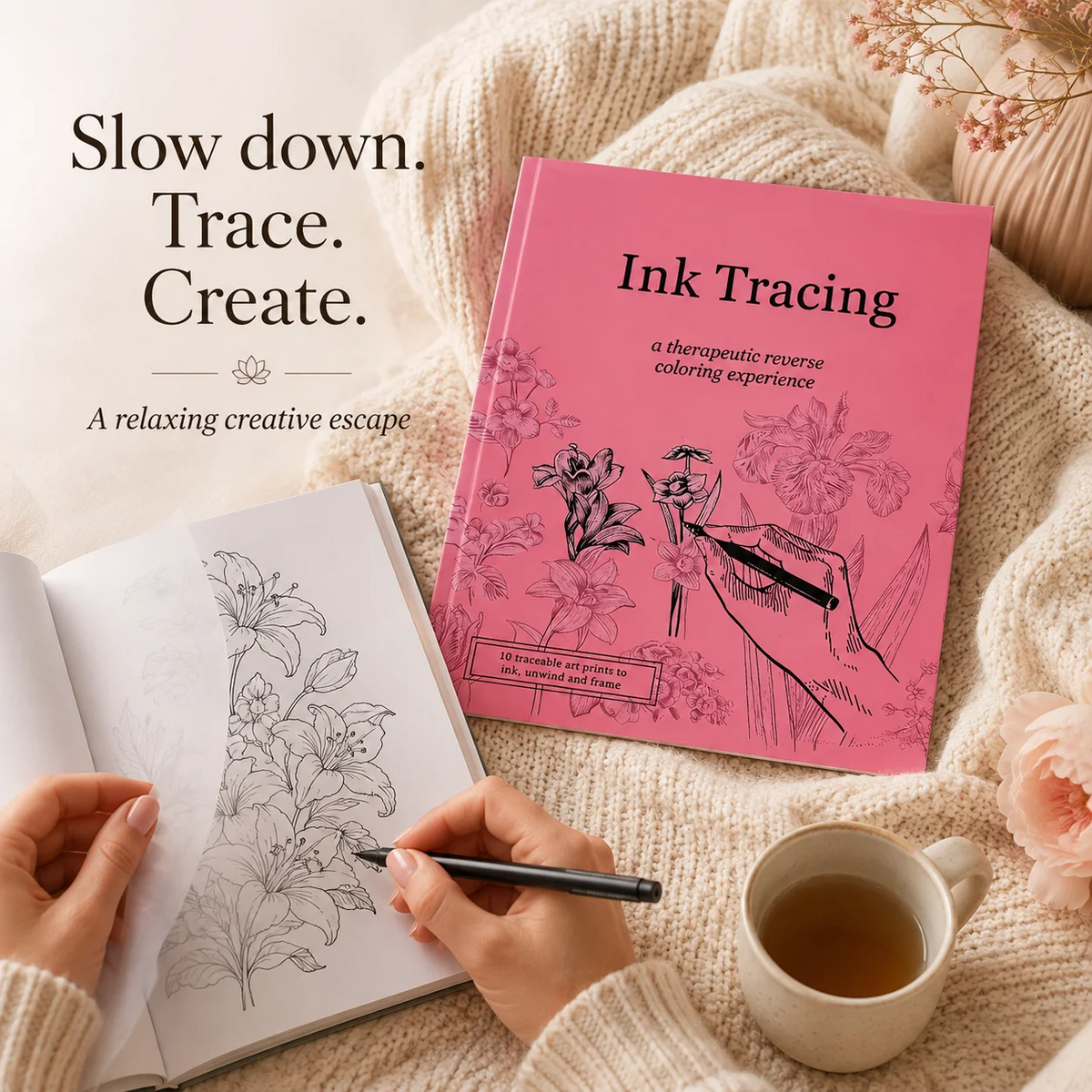 Beginner-Friendly💕Ink Tracing: A Therapeutic Reverse Coloring Experience📚