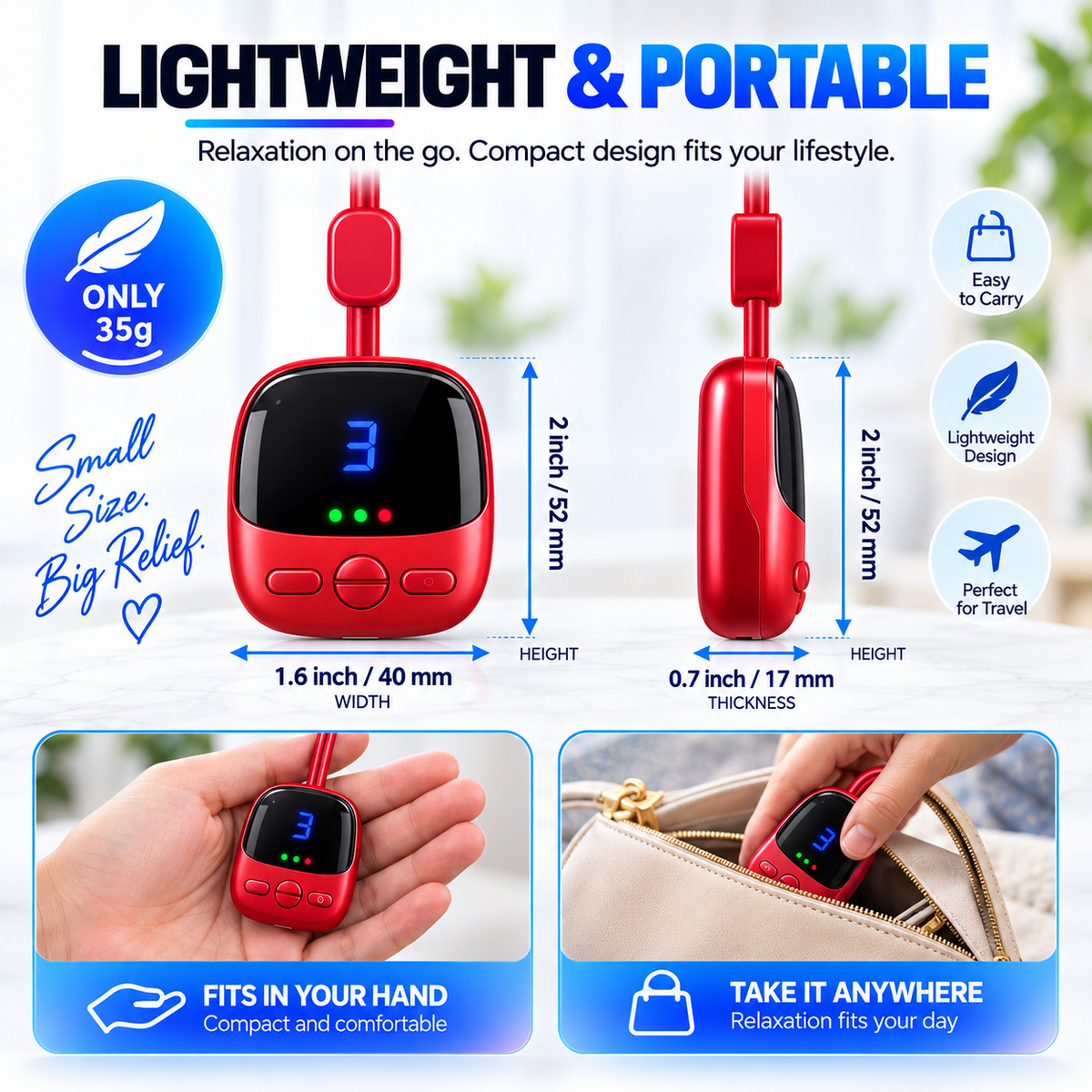 🔥Mini Necklace-Style Neck Massager - 4 Modes, 9 Intensity Levels, 3 Heat Settings, Smart Dual-Pulse Pendant Design