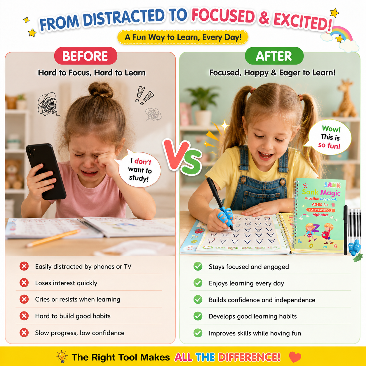 💥LAST DAY SALE 50%OFF💥📚MagicBook | Kids Practice Copybook Set (4Pcs/Set)