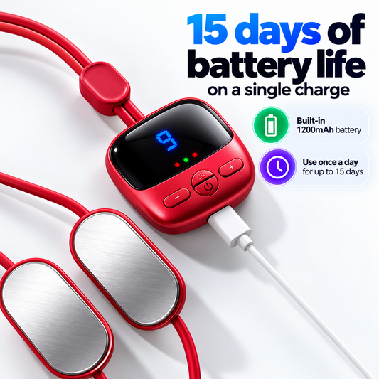 🔥Mini Necklace-Style Neck Massager - 4 Modes, 9 Intensity Levels, 3 Heat Settings, Smart Dual-Pulse Pendant Design