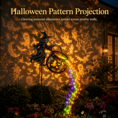 🎃🧙‍♀️ Halloween Witch Cauldron Projection Garden Light – Magical Outdoor Yard Decor
