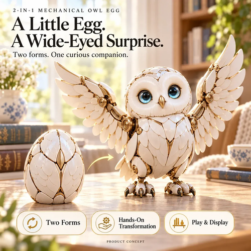 🦉✨ Mechanical Owl Egg – 2-in-1 Transforming Mecha Figure