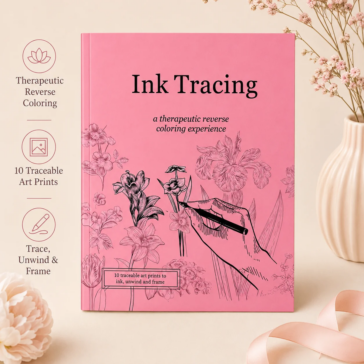 Beginner-Friendly💕Ink Tracing: A Therapeutic Reverse Coloring Experience📚