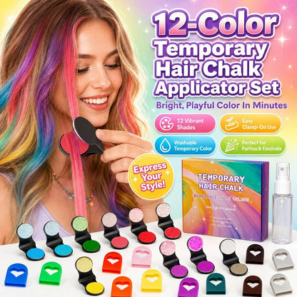 🌈Last Day 50% OFF🔥 - 🌈12-Color Temporary Hair Chalk Applicator Set