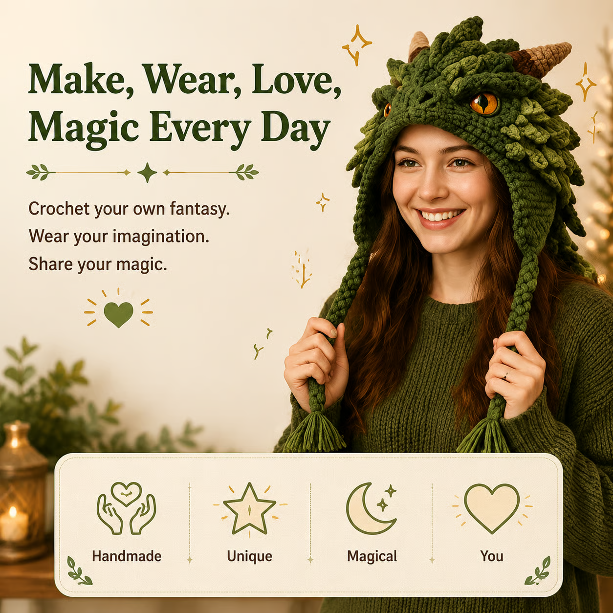🔥LAST DAY 50% OFF - 🧵Fantasy Hood Hat DIY Crochet Kit – Create Your Own Magical Wearable Character Hat🎁Beginner Friendly