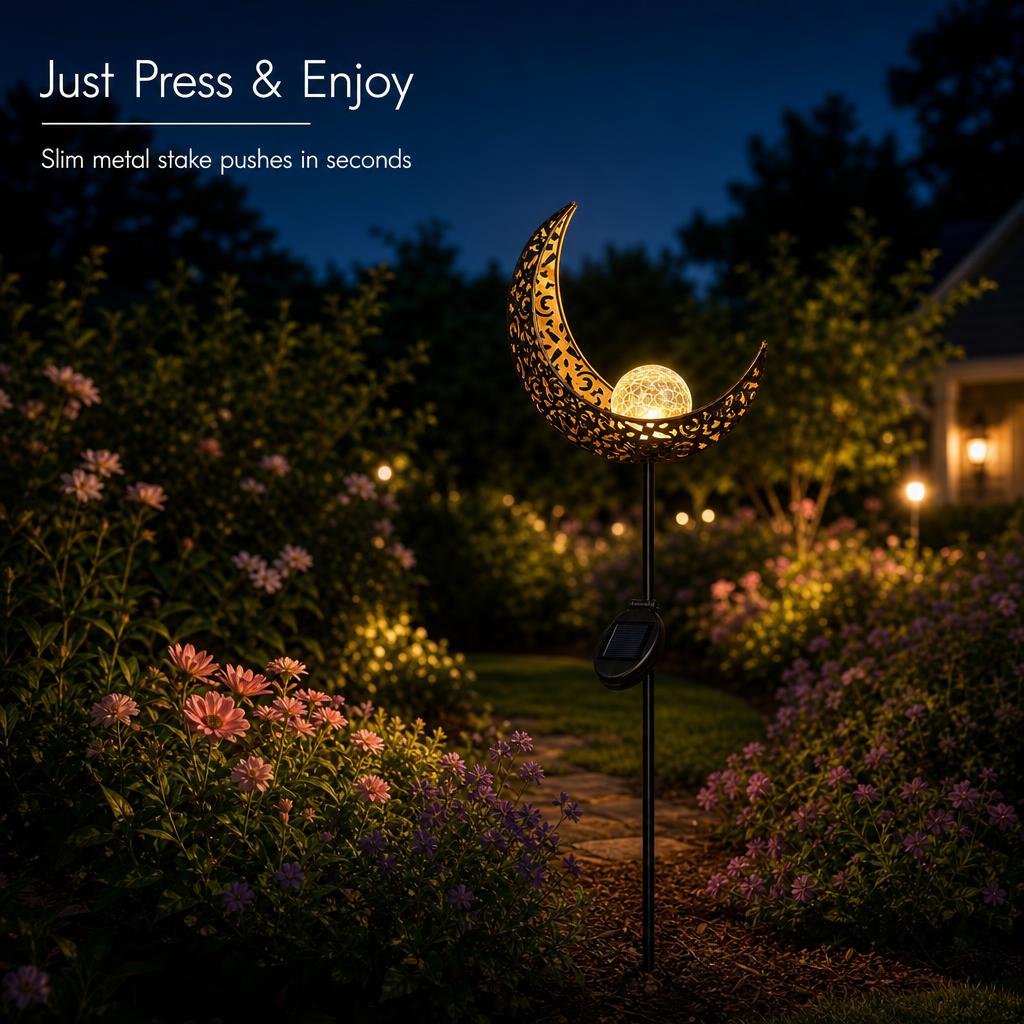 MoonCrest™ Solar Garden Stake Light