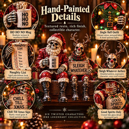 💀🎄 Naughty Christmas Skeletons – 6-Style Gothic Holiday Shelf Sitters, Funny Mantel Decor & Unique Christmas Gifts 🎁