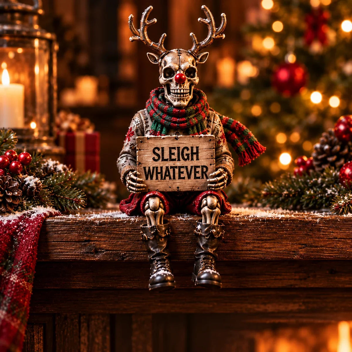💀🎄 Naughty Christmas Skeletons – 6-Style Gothic Holiday Shelf Sitters, Funny Mantel Decor & Unique Christmas Gifts 🎁