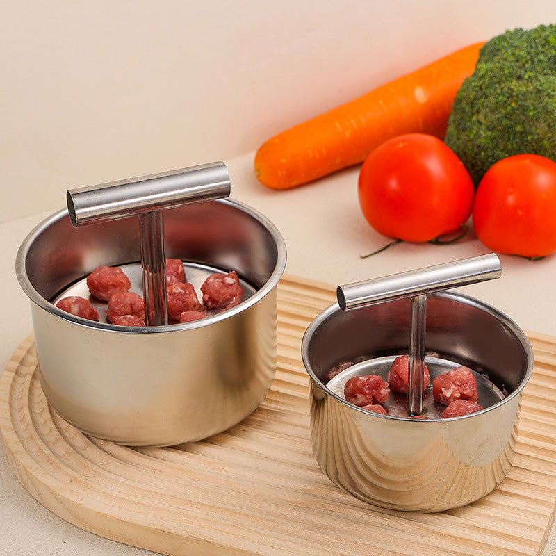 Kitchen form in stainless steel for meatballs