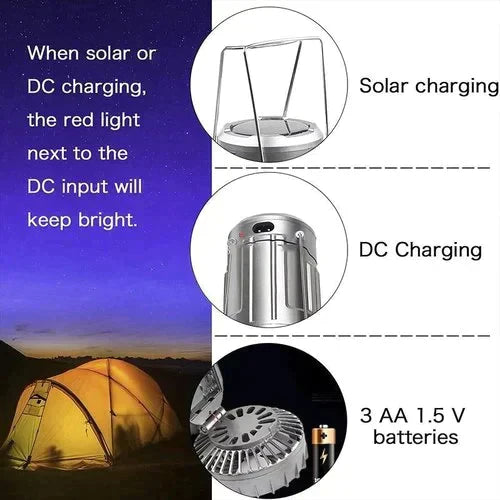 🔥🔥🔥🔥2026 Hot-selling Portable LED Camping Lantern with Fan, Solar Charging, A Camping Essential