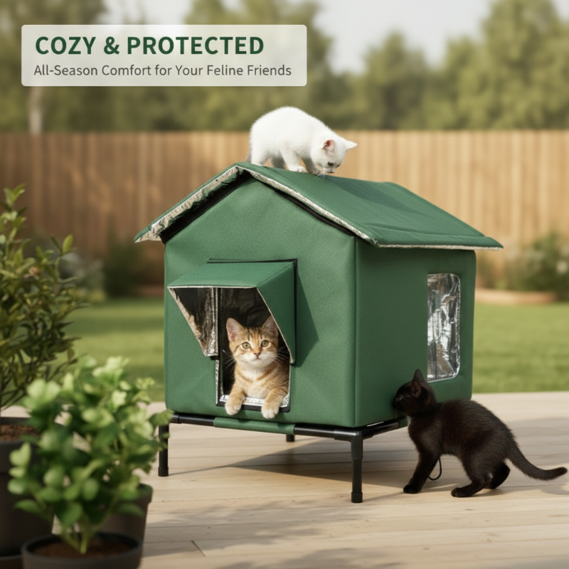 🐱 LIMITED-TIME 50% OFF!  All-Weather Elevated Outdoor Cat House – Waterproof, Thermal Lining, Foldable✨