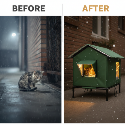 🐱 LIMITED-TIME 50% OFF!  All-Weather Elevated Outdoor Cat House – Waterproof, Thermal Lining, Foldable✨