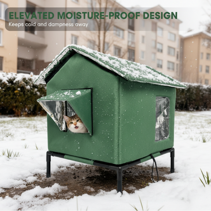 🐱 LIMITED-TIME 50% OFF!  All-Weather Elevated Outdoor Cat House – Waterproof, Thermal Lining, Foldable✨
