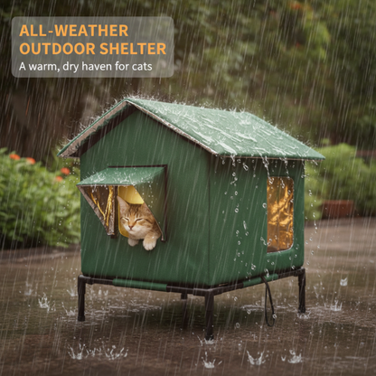 🐱 LIMITED-TIME 50% OFF!  All-Weather Elevated Outdoor Cat House – Waterproof, Thermal Lining, Foldable✨