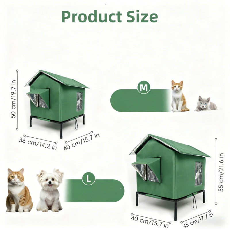 🐱 LIMITED-TIME 50% OFF!  All-Weather Elevated Outdoor Cat House – Waterproof, Thermal Lining, Foldable✨
