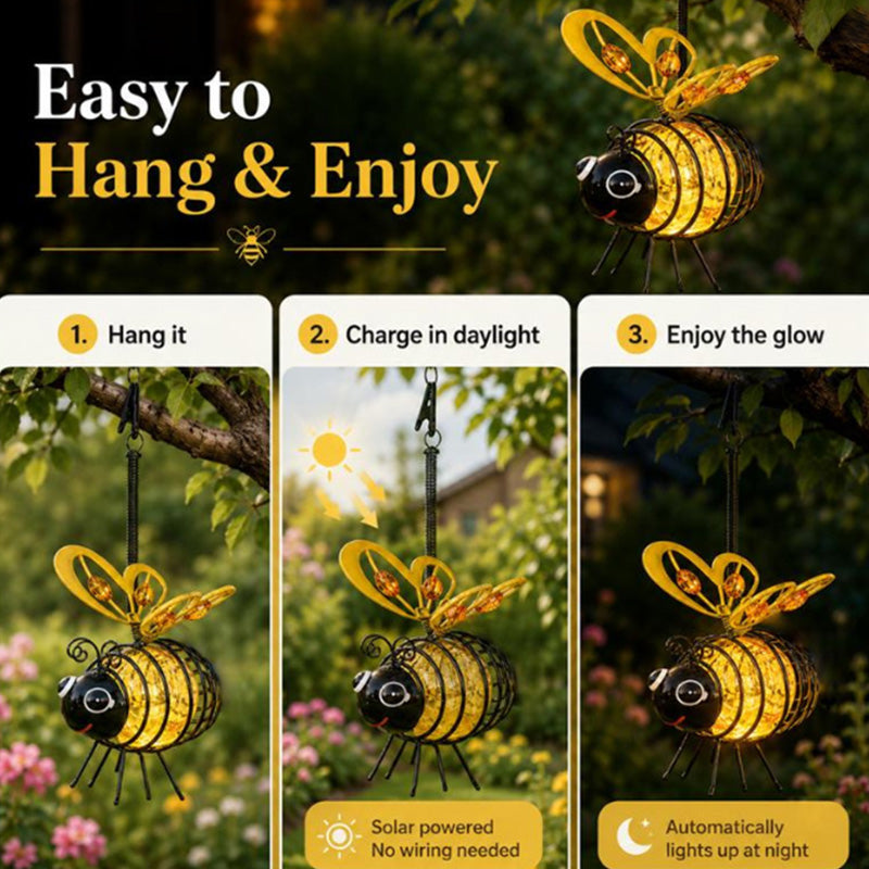 🔥Last Day 75% OFF🔥 Hanging Solar Bee Light – Warm Amber Glow, Flicker-Free, Perfect for Garden Parties, Camping, or Kids’ Rooms – Spread Joy Day and Night 🌞🌜
