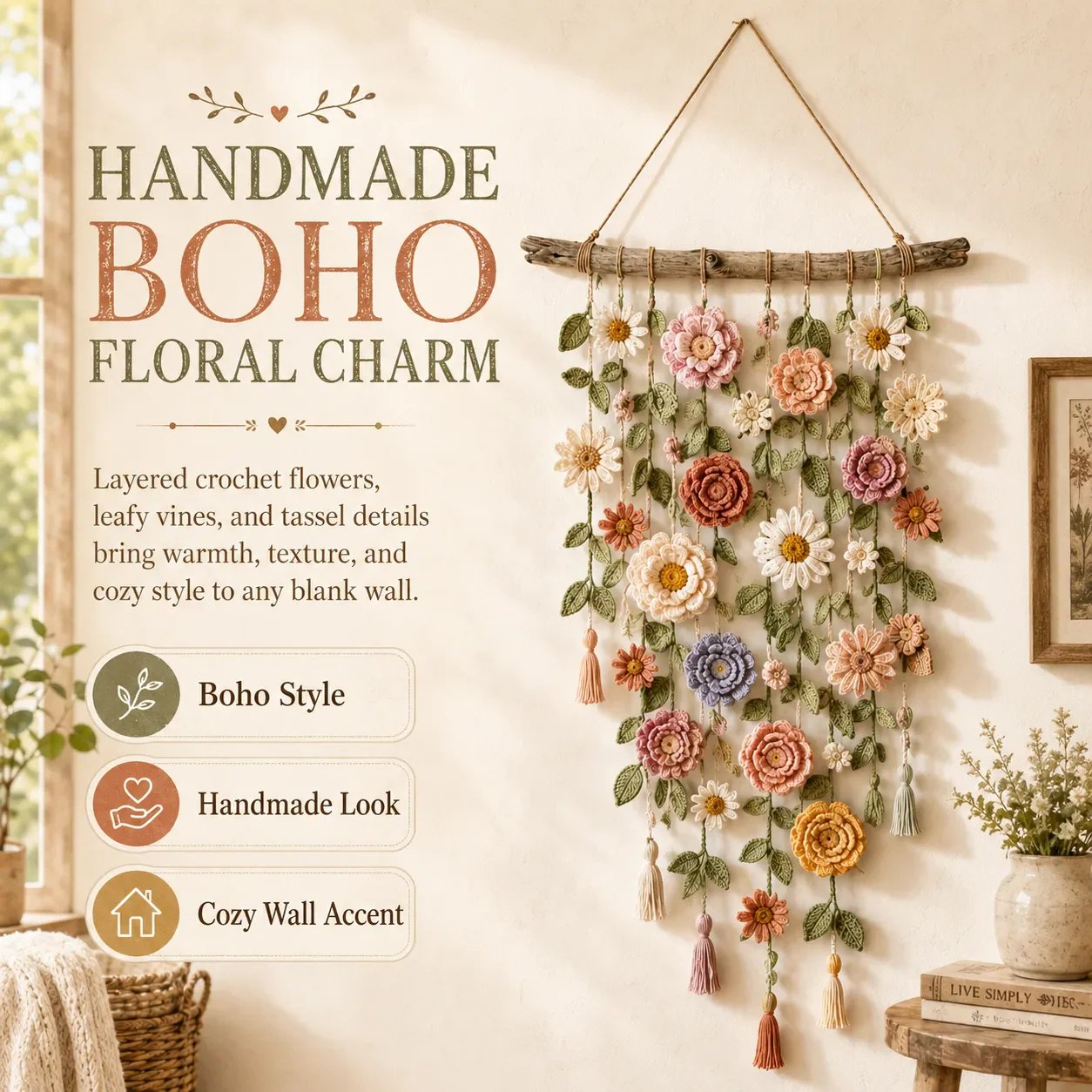 🌸LAST DAY SPECIAL PRICE!!🌸Crochet Flower Wall Hanging Decor