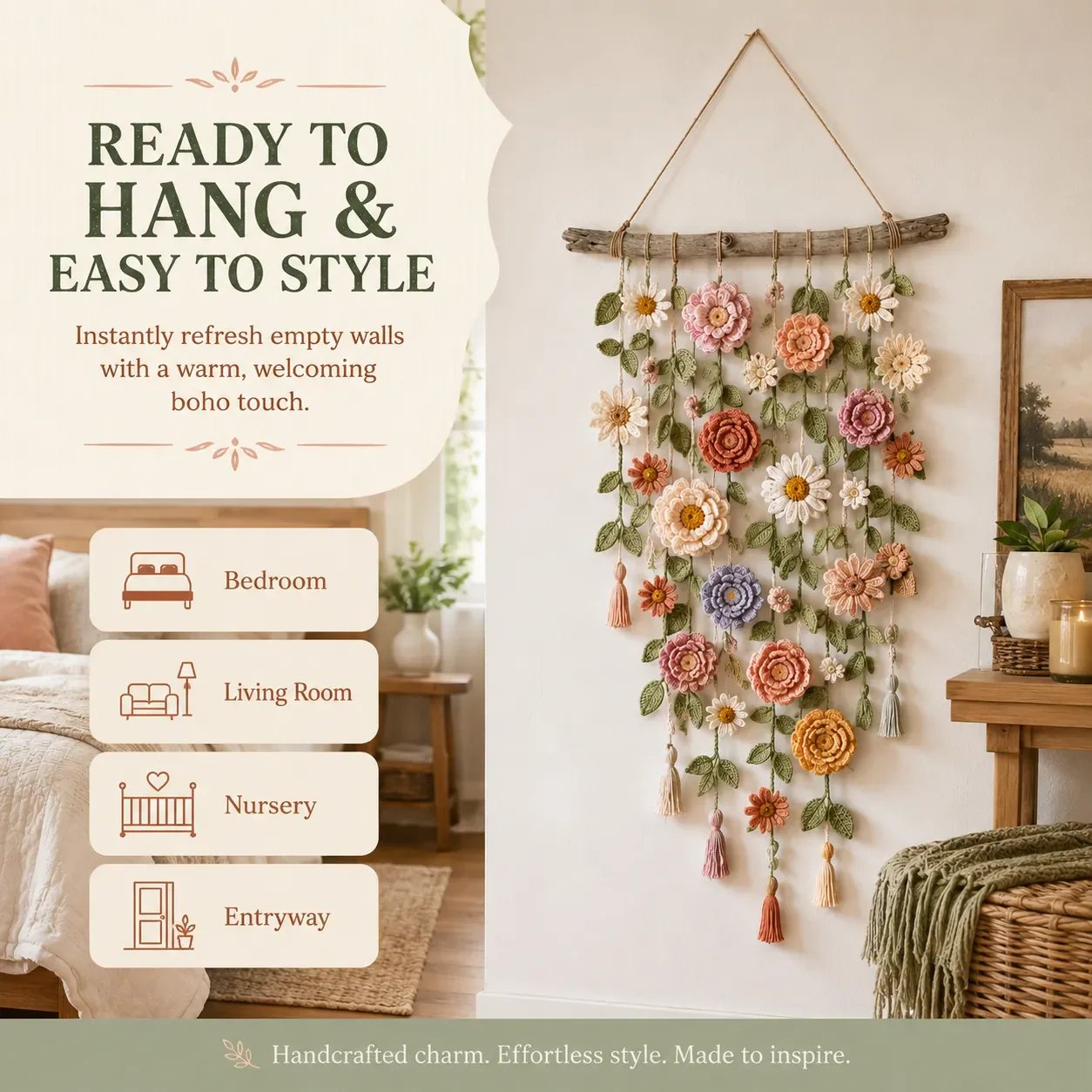 🌸LAST DAY SPECIAL PRICE!!🌸Crochet Flower Wall Hanging Decor