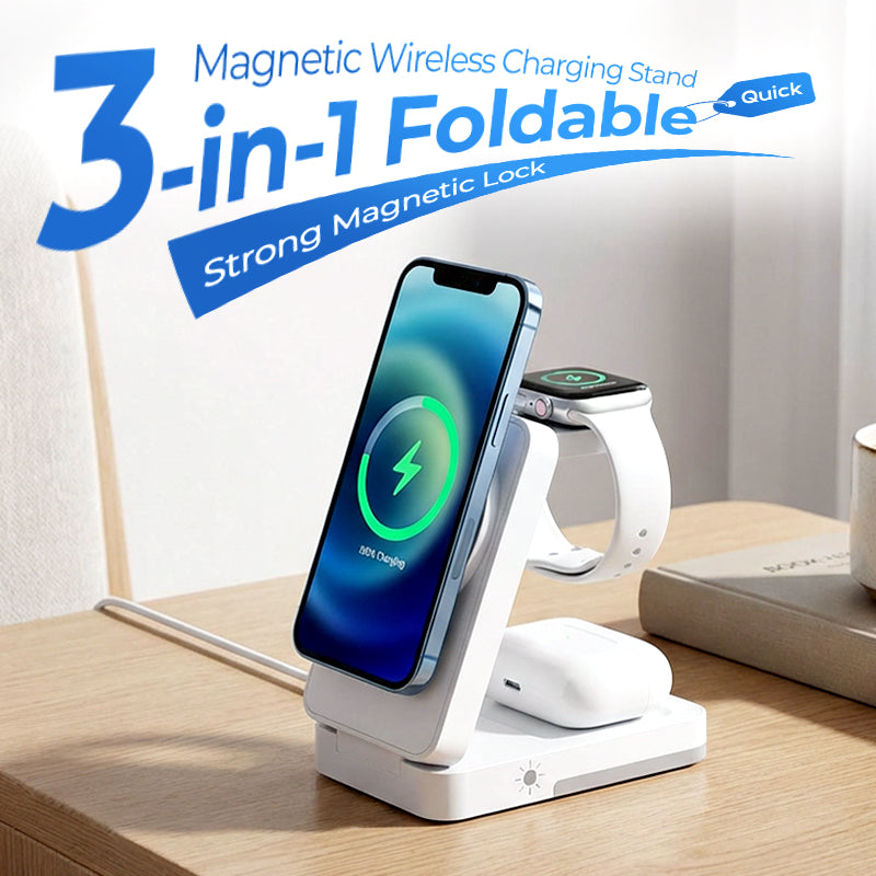 3-in-1 Foldable Magnetic Charging Stand for Everyday Devices