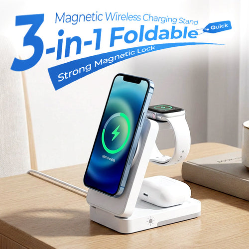 3-in-1 Foldable Magnetic Charging Stand for Everyday Devices