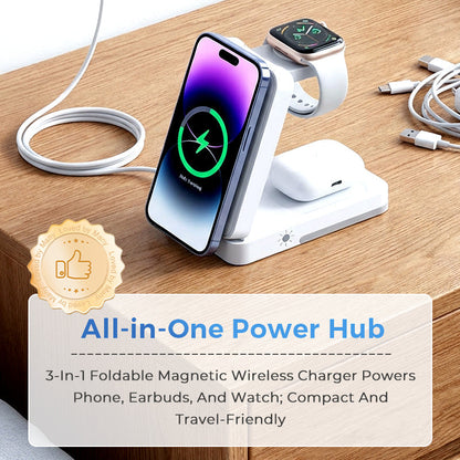 3-in-1 Foldable Magnetic Charging Stand for Everyday Devices