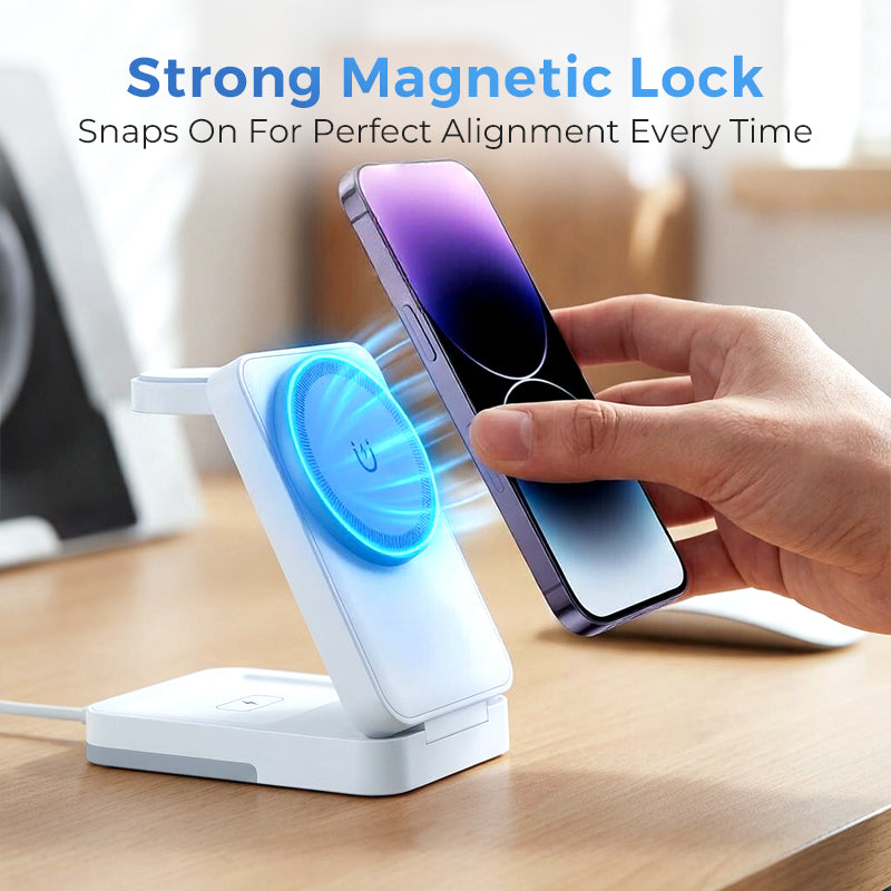3-in-1 Foldable Magnetic Charging Stand for Everyday Devices