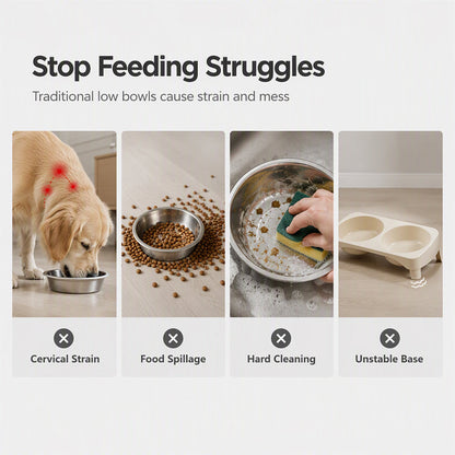 🐾Elevated Double Pet Bowl Feeder | More Natural Feeding Posture For Pets✨