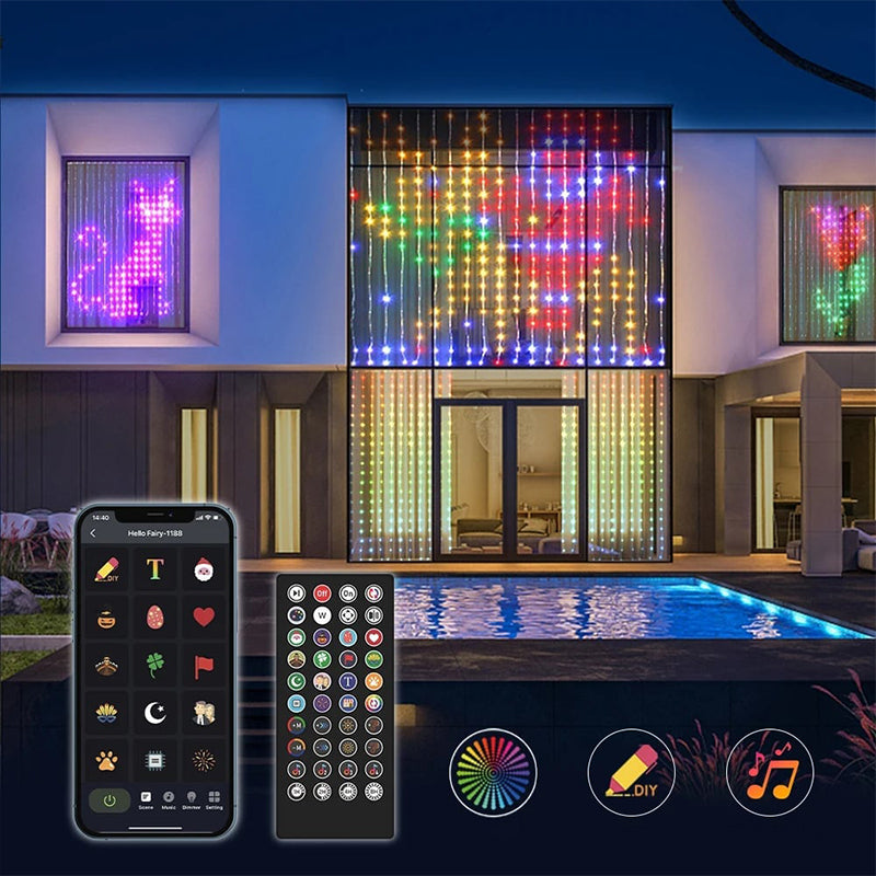 ✨ LIMITED-TIME 50% OFF! 🎶 Waterproof LED Curtain String Lights – Music Sync, App Control, Customizable 🎪
