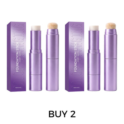 🤍✨ 2-in-1 Color-Changing Foundation Stick – Built-In Brush, Smooth Buildable Coverage & Easy On-the-Go Makeup 💄🌸