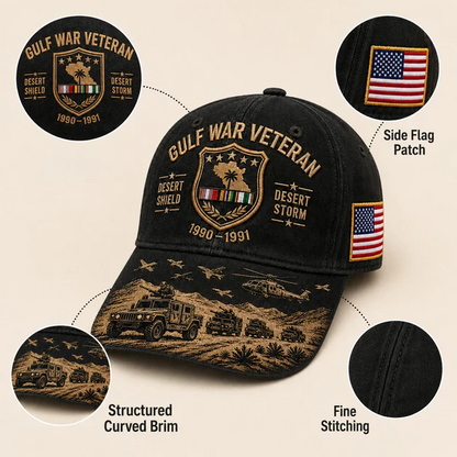 🏆Last Day Promo: 45% OFF! 🏜️ Desert Storm Veteran Commemorative Cap – Gulf War Desert Shield Veteran Hat