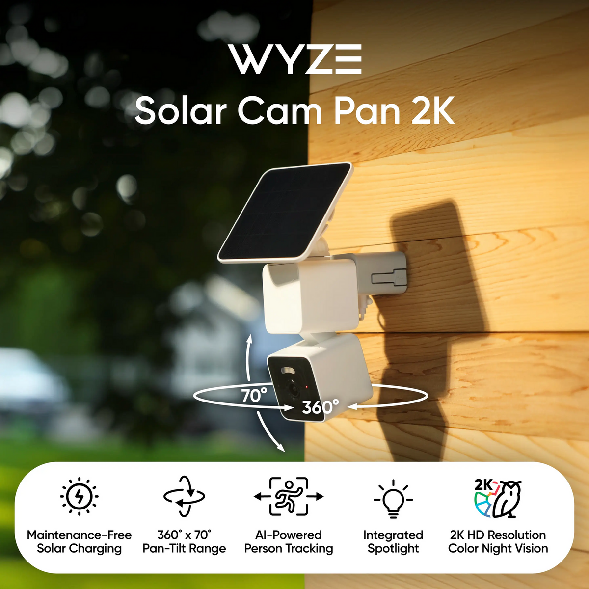 Wyze Solar Cam Pan 2K | Solar Powered Security Camera