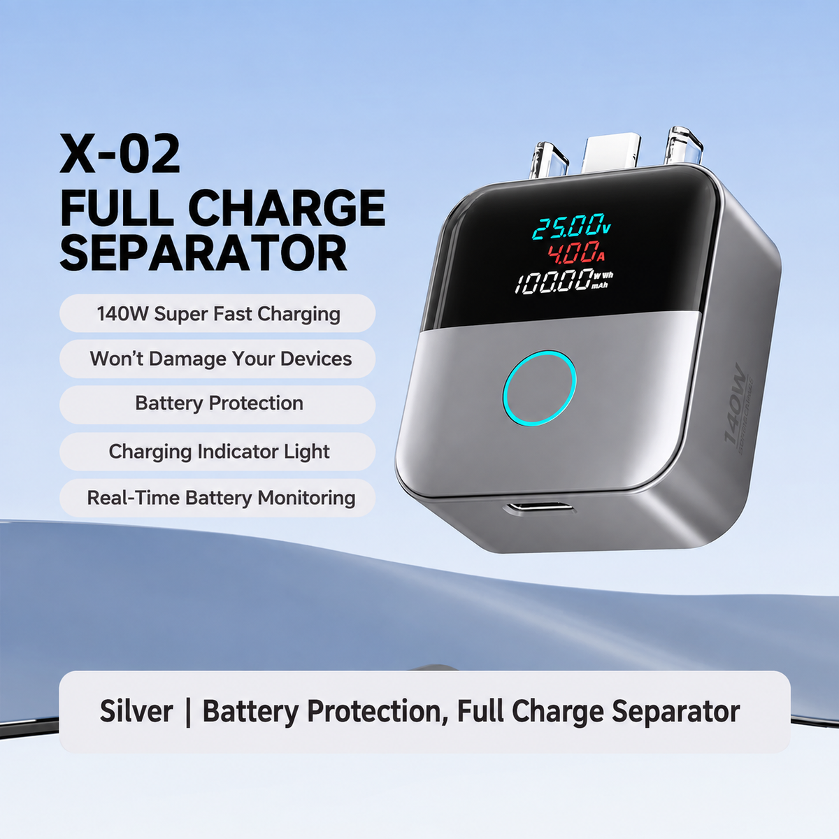 140W USB-C Auto-Disconnect Power Bank with Overcharge Protection