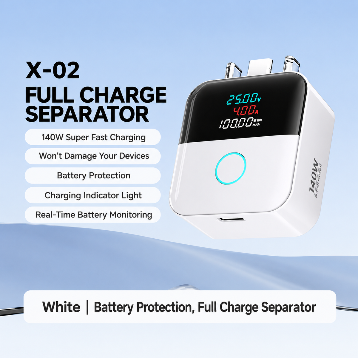 140W USB-C Auto-Disconnect Power Bank with Overcharge Protection